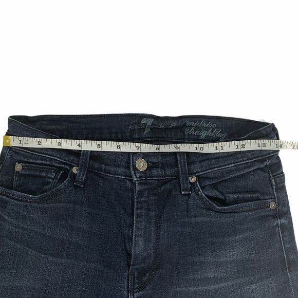 7 For All Mankind Dark Blue Straight Leg Jeans - Picture 9 of 10